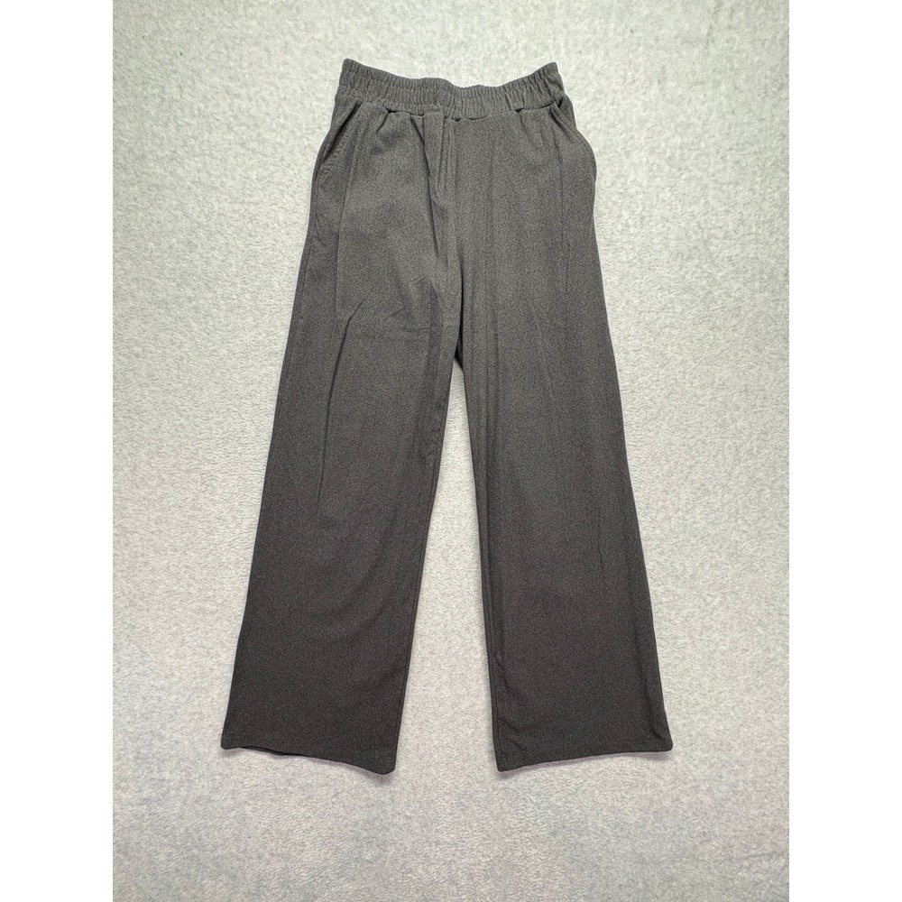 Charcoal Gray Wide Leg Lounge Pants Elastic Waist Pockets Size M